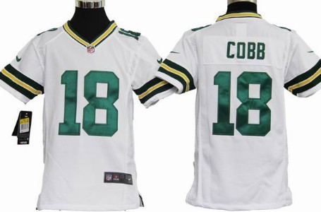 youths Jersey Green Bay Packers 18 Randall Cobb White Nike Game